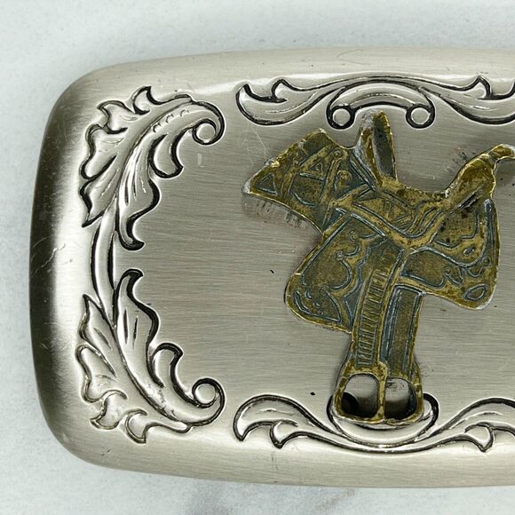 Vintage Leaves Leaf Saddle Western Belt Buckle Made in USA ✨ - Picture 3 of 9